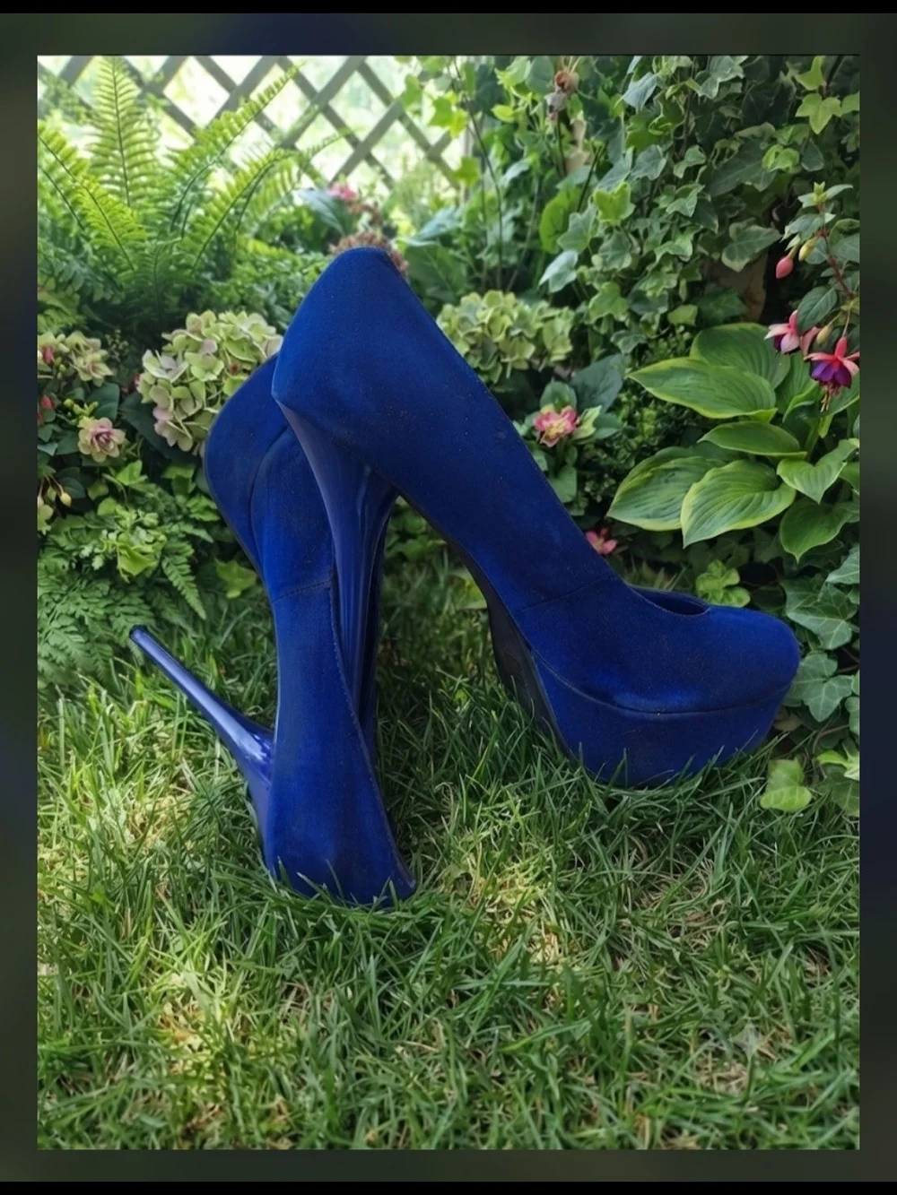 Unsensored Cobalt Blue Suede Platform Stiletto Pumps